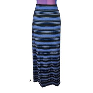 Ava & Viv Blue & Black Striped Stretch Maxi Skirt Size 1X Women's Plus J17‎